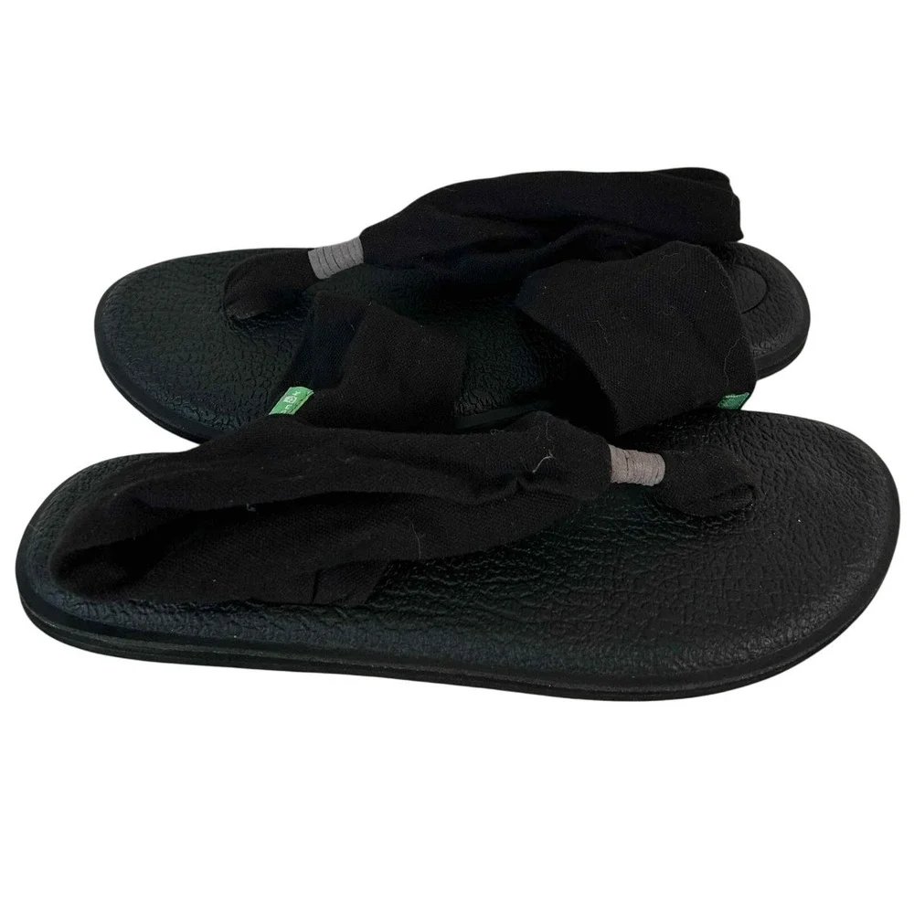 Sanuk Yoga Sling 2 Black Fabric Thong Sandals SWS10001 Womens Size 7